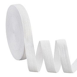 NBEADS Flat Polycotton Twill Tape Ribbon, Herringbone Ribbon, White, 25x1mm