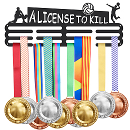 SUPERDANT Volleyball Medal Holder Alicense to Kill Medals Display Black Iron Wall Mounted Hooks for 60+ Hanging Medal Rack Display Competition Medal Holder Display Wall Hanging