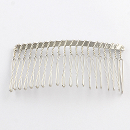 Honeyhandy Iron Hair Comb Findings, Platinum, 38x75x5mm