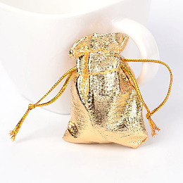 Honeyhandy Organza Bags, Rectangle, Gold, 7x5cm