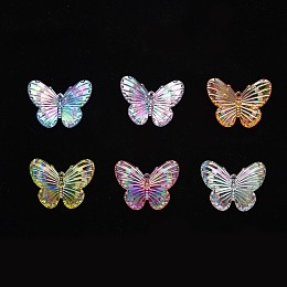 Honeyhandy Electroplate Acrylic Pendants, AB Color Plated, Butterfly, Mixed Color, 31x41x4mm, Hole: 1.2mm