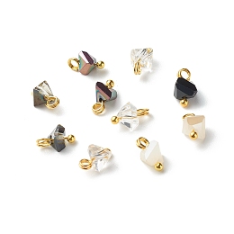 Honeyhandy Electroplate Glass Charms, with Brass Ball Head Pins, Triangle, Clear, 8x6x4.5mm, Hole: 1.8mm