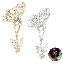 Arricraft 2 Pcs Butterfly Large Hair Claw Clips, Metal Hair Clips, Non-Slip Hair Clips for Long Thick Hair- Golden & Silver