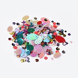 Honeyhandy Plastic Paillette/Sequins Beads, Mixed Color, 1.4~22x1.4~18.5x0.2~2.2mm, Hole: 1.2~1.5mm