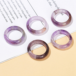 Honeyhandy Natural Amethyst Plain Band Finger Rings, Inner Diameter: 18~20mm