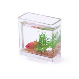 Honeyhandy Dollhouse Miniature Simulated  Goldfish Tank Model, Miniature Scene Home Decor Landscape Ornament, Colorful, 27x13x26mm