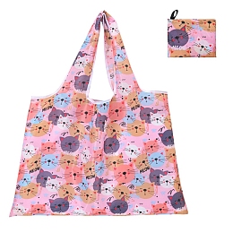 Honeyhandy Foldable Oxford Cloth Grocery Bags, Reusable Waterproof Shopping Tote Bags, with Pouch and Bag Handle, Cat Shape, 68x58cm