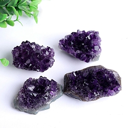 Honeyhandy Natural Drusy Amethyst Display Decorations, Raw Amethyst Cluster, Nuggets, 40~90mm, 30~40g/pc