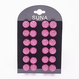 Honeyhandy Valentines Day Gift for Her, 925 Sterling Silver Austrian Crystal Rhinestone Stud Earrings, Ball Stud Earrings, Round, 502_Fuchsia, 4mm