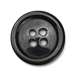 Honeyhandy Resin Buttons, Dyed, Flat Round, Black, 20x3mm, Hole: 2mm, 195pcs/bag