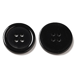 Honeyhandy Resin Buttons, Dyed, Flat Round, Black, 22x3mm, Hole: 2mm, 195pcs/bag