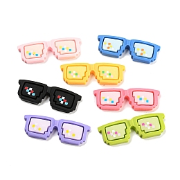 Opaque Resin Eyeglasses Cabochons, Glasses, Mixed Color, 12.5x38x4.5mm