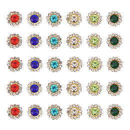 SUPERFINDINGS 600Pcs 8mm Flower Shape Rhinestone Sew on 6 Colors Bright Flat Back Beads Buttons Crystal Embellishments Buttons for Crafts Clothes Jewelry Making