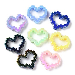 Honeyhandy UV Plated Acrylic Beads, Bead Frame, Iridescent, Heart, Mixed Color, 25.5x29.5x7mm, Hole: 3mm