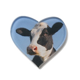 Honeyhandy Opaque Acrylic Pendants, Cow, Heart, Steel Blue, 37x40x2mm, Hole: 1.6mm