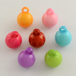 Honeyhandy Opaque Acrylic Round Pendants, Mixed Color, 21x16mm, Hole: 4mm, about 215pcs/500g