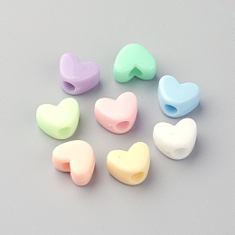 Arricraft Opaque Acrylic European Beads, Large Hole Beads, Heart, Mixed Color, 9x12x7mm, Hole: 4mm, about 1055pcs/500g