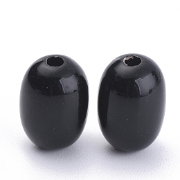 Honeyhandy Opaque Acrylic Beads, Oval, Black, 9x7mm, Hole: 2mm, about 1990pcs/500g