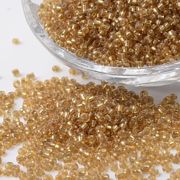 Honeyhandy 12/0 Silver Lined Round Glass Seed Beads, Dark Goldenrod, 2~3x1.5~2mm, Hole: 0.8~1mm, about 37500pcs/pound