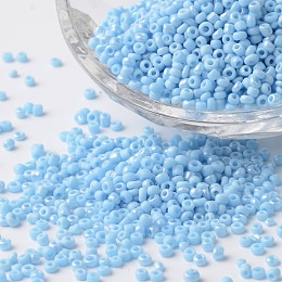 Honeyhandy 12/0 Ceylon Pearl Luster Plated Round Glass Seed Beads, Light Sky Blue, 2~3x1.5~2mm, Hole: 0.8~1mm, about 37500pcs/pound