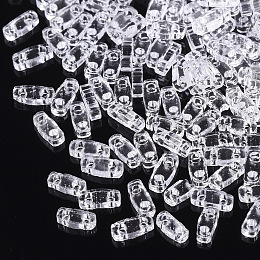 Honeyhandy 2-Hole Glass Seed Beads, Transparent Colours, Rectangle, Clear, 4.5~5x2x1~1.5mm, Hole: 0.5~0.8mm