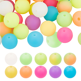 SUPERFINDINGS 60Pcs 11.5mm Colorful Luminous Silicone Beads 10 Colors Round Silicone Loose Beads Glow in Dark Round Beads DIY Necklace Bracelet Beads for DIY Craft Jewelry Making, Hole: 2mm