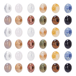 ARRICRAFT 36Pcs 12 Styles Natural Gemstone European Beads, Large Hole Beads, Rondelle, 10x4.5mm, Hole: 4mm, 3pcs/style