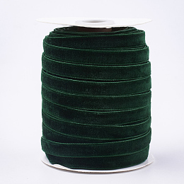 Honeyhandy Single Face Velvet Ribbon, Dark Green, 3/8 inch(9.5~10mm), about 50yards/roll(45.72m/roll)