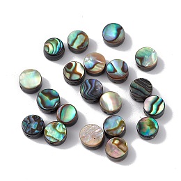 Honeyhandy Natural Abalone Shell/Paua Shell Beads, Flat Round, Colorful, 6x3.5mm, Hole: 0.9mm