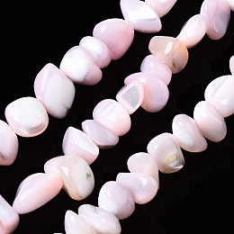 Honeyhandy Natural Trochid Shell/Trochus Shell Bead Strands, Nuggets Chips, Dyed, Pink, 3.5~13x6~12x3~8mm, Hole: 0.9mm, about 68~73pcs/strand, 15.35 inch~15.94 inch(39~40.5cm)