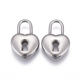 Honeyhandy 304 Stainless Steel Pendants, Heart Lock, Stainless Steel Color, 19x13x5mm, Hole: 4x6mm