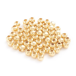 50pc 3x2.5mm Brass Seamless Round Spacer Beads, Rose Gold