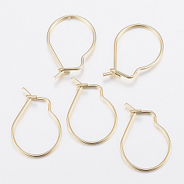 Honeyhandy 304 Stainless Steel Hoop Earrings Findings, Kidney Ear Wires, Golden, 18x13x0.8mm