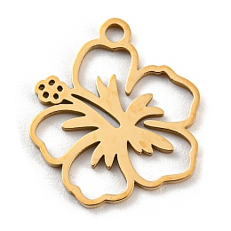 Honeyhandy Golden Plated 304 Stainless Steel Pendants, Laser Cut, Flower, 17.5x15.5x1mm, Hole: 1.6mm