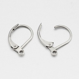 Honeyhandy France Earring Hoop, 304 Stainless Steel, Leverback Hoop Earrings, Stainless Steel Color, 16x10x1.5mm, Hole: 1mm, Pin: 1mm