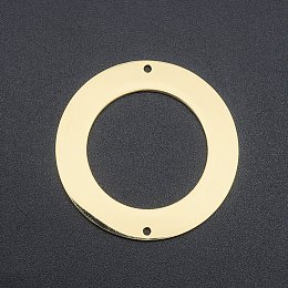 Honeyhandy 201 Stainless Steel Links Connectors, Laser Cut, Ring, Golden, 35x1mm, Hole: 1.4mm