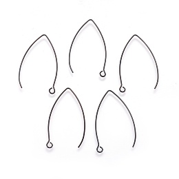 Honeyhandy 304 Stainless Steel Earring Hooks, with Horizontal Loop, Electrophoresis Black, 41.5x24x0.8mm, Hole: 2mm, 20 Gauge, Pin: 0.8mm