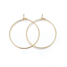 Honeyhandy 316 Surgical Stainless Steel Hoop Earrings, 316 Surgical Stainless Steel Hoop Earrings, Wine Glass Charm Rings Earring for DIY Crafting Art, Golden, 21 Gauge, 25x0.7mm