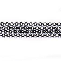 Honeyhandy Handmade 304 Stainless Steel Cable Chains, with Spool, Soldered, Oval, Electrophoresis Black, 2.5x2x0.5mm, about 32.8 Feet(10m)/roll