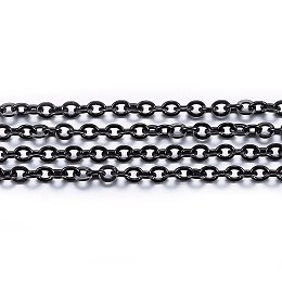 Honeyhandy Handmade 304 Stainless Steel Cable Chains, Soldered, with Spool, Flat Oval, Electrophoresis Black, 3x2.5x0.6mm, about 32.8 Feet(10m)/roll