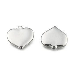 Honeyhandy 304 Stainless Steel Stamping Blank Tag Heart Pendants, Stainless Steel Color, 16x17.5x3mm, Hole: 1mm