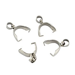 ARRICRAFT 100Pcs 304 Stainless Steel Clasp Bails Dangle Charms Jewelry Findings Beads Pendant Bail Pinch Clip Connectors 12x9x4mm for Jewelry Making