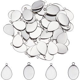 UNICRAFTALE About 60Pcs 2 Shapes Pendant Trays Teardrop and Oval Shapes Blank Bezel Trays Base Pendant 304 Stainless Steel Pendant Cabochons Settings for DIY Earrings Necklace Jewelry