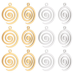 Unicraftale 12Pcs 2 Colors 201 Stainless Steel Pendants, Laser Cut Pendants, Vortex, Mixed Color, 18x15x1mm, Hole: 1.5mm, 6pcs/color