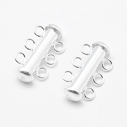 Honeyhandy Sterling Silver Slide Lock Clasps, Carved 925 Silver, 19.5x11x6mm, Hole: 2mm