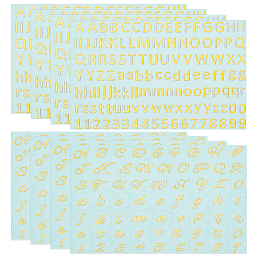 OLYCRAFT 8 Sheets Mini Metal Alphabet Number Stickers Self Adhesive Metal Letter Stickers Small Glitter Golden Letter Stickers for Epoxy Resin DIY Art Crafts Scrapbooks Bottle Labels Signs Decor