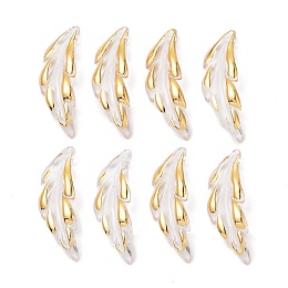 Honeyhandy Transparent Acrylic Pendants, with Gold Stamping, Leaf, Clear, 40x15x5mm, Hole: 1.6mm, 454pcs/500g