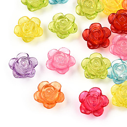 Honeyhandy Transparent Acrylic Beads, Flower, Mixed Color, 12x7.5mm, Hole: 1.6mm, about 1350pcs/500g