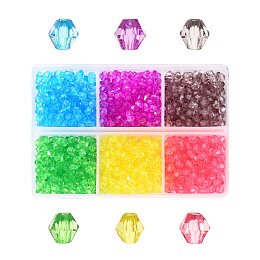 Honeyhandy Transparent Acrylic Beads, Bicone, Mixed Color, 4x4mm, Hole: 1.5mm, 990pcs/box