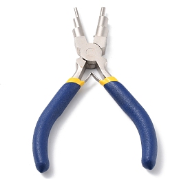 Honeyhandy 6-in-1 Bail Making Pliers, with Plastic Handles, 45# Steel 6-Step Multi-Size Wire Looping Forming Pliers, for Loops and Jump Rings, Dark Blue, 15x9.85x1.35cm